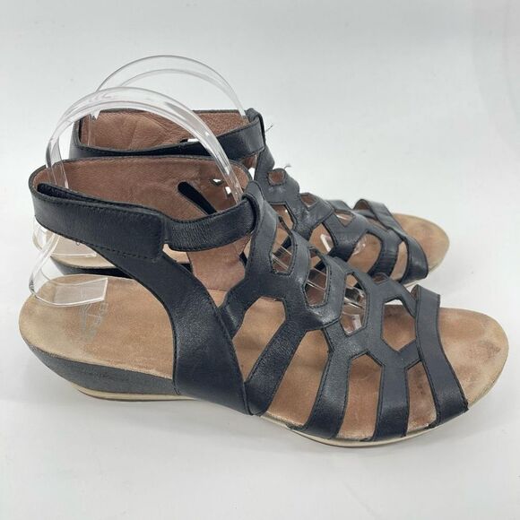 Dansko Womens Wedge Sandals Valentina Gladiator Leather Strappy Black Size 42 - Picture 2 of 13